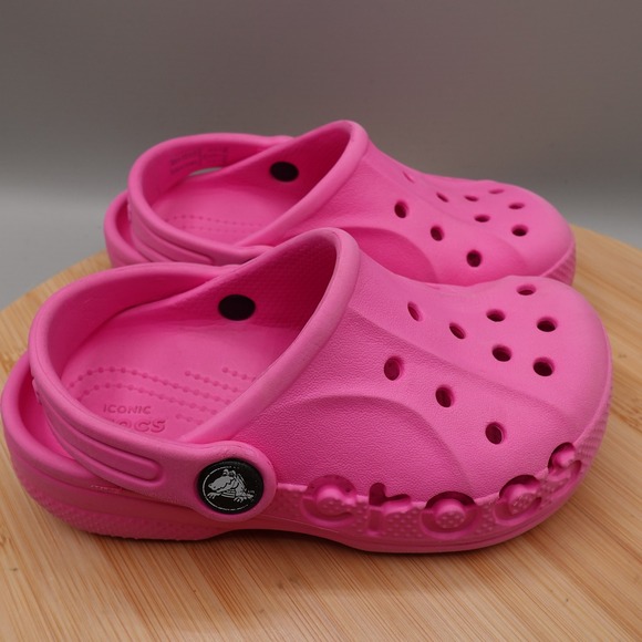 Crocs Classic Clog Kids C9 Sandals Pink Toddler Rubber Slip On Flaws - Picture 4 of 12